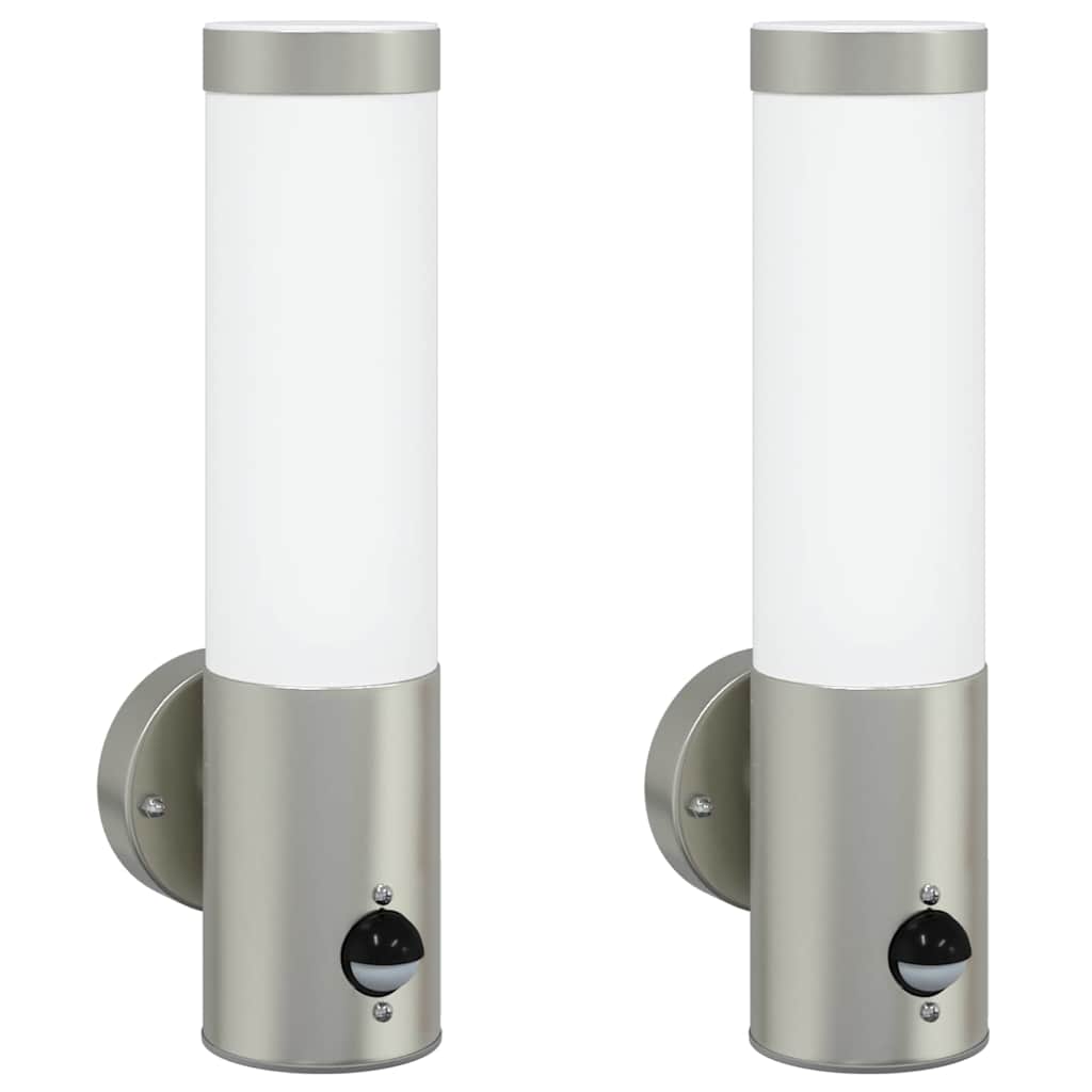 Udendørs væglampe 2 pcs Sølv 12 x 8,5 x 29 cm