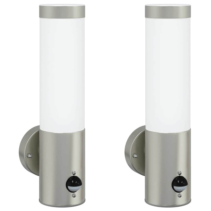 Udendørs væglampe 2 pcs Sølv 12 x 8,5 x 29 cm