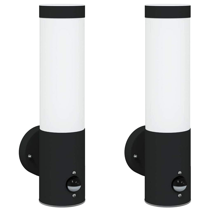 Udendørs væglampe 2 pcs Sort 12 x 8,5 x 29 cm