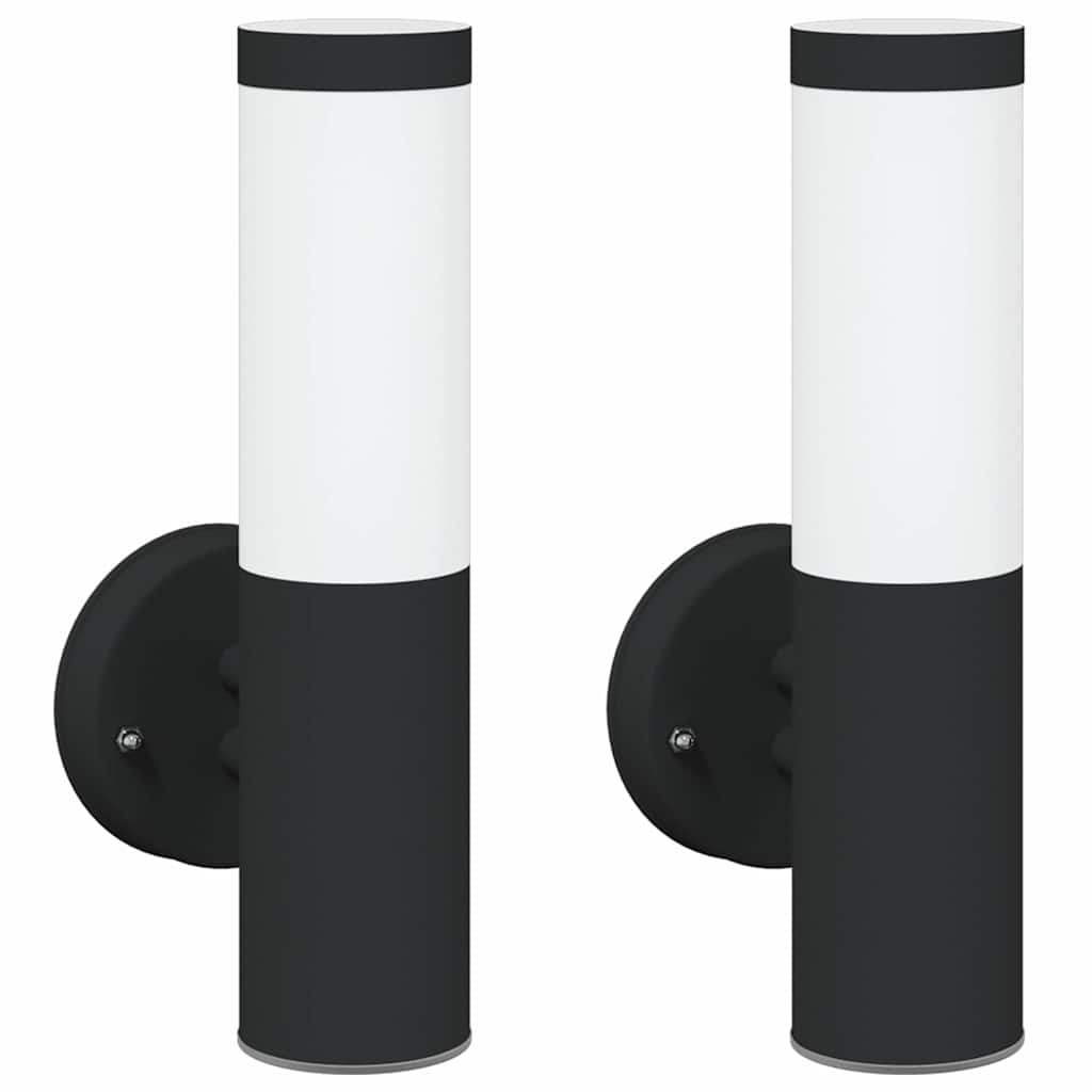 Udendørs væglampe 2 pcs Sort 15 x 7,5 x 33 cm