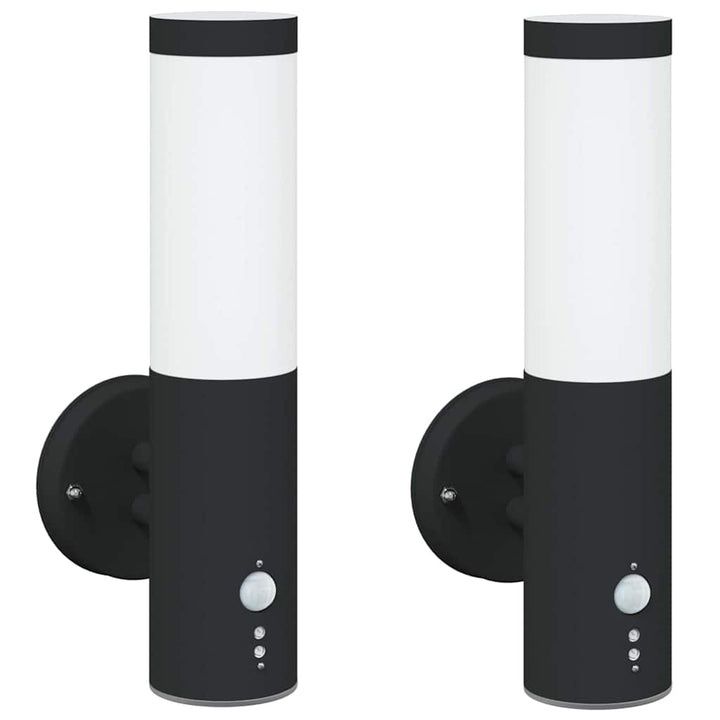 Udendørs væglampe 2 pcs Sort 15 x 7,5 x 33 cm
