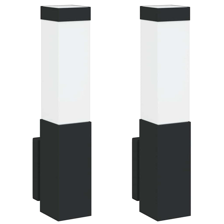 Udendørs væglampe 2 pcs Sort 10.5 x 6 x 33 cm