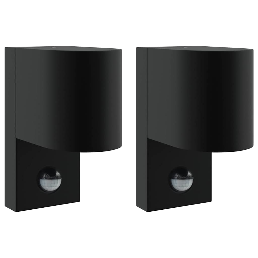 Udendørs væglampe 2 pcs Sort 12 x 7 x 15 cm Rustfrit stål