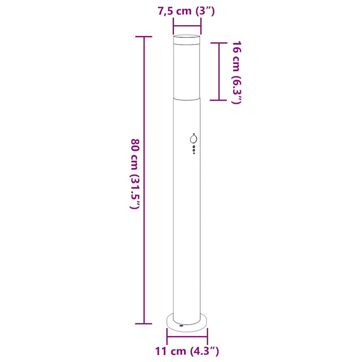 pullertlamper med sensor 3 stk. 80 cm rustfrit stål IP44