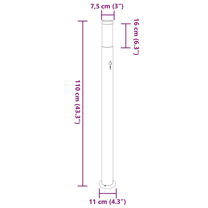 pullertlampe med sensor 110 cm rustfrit stål IP44