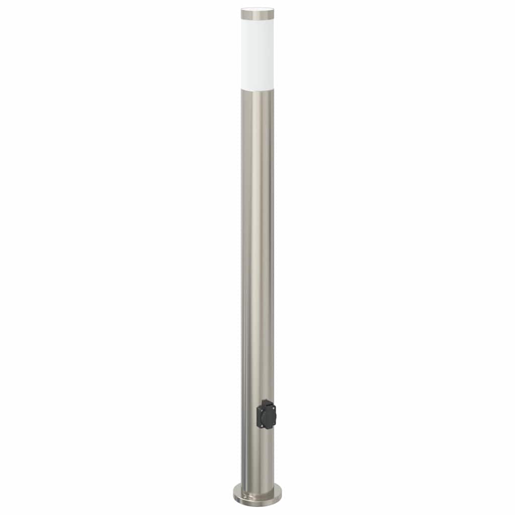 pullertlampe med stikkontakt 110 cm rustfrit stål IP44