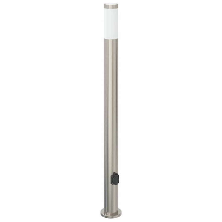 pullertlampe med stikkontakt 110 cm rustfrit stål IP44