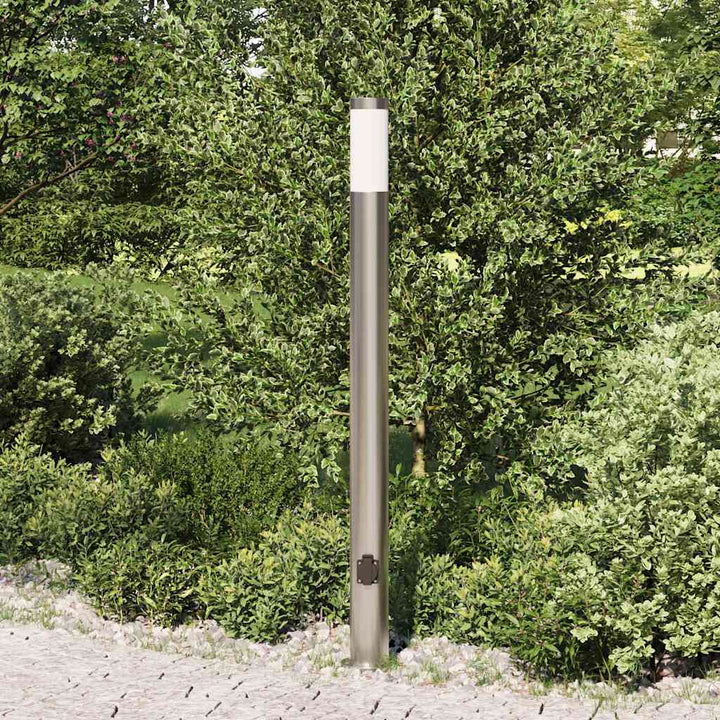 pullertlampe med stikkontakt 110 cm rustfrit stål IP44
