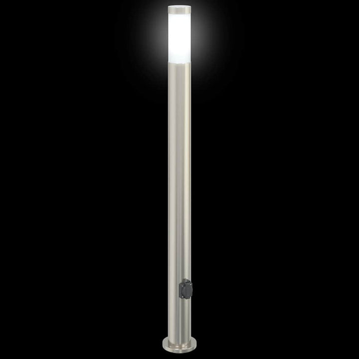 pullertlampe med stikkontakt 110 cm rustfrit stål IP44