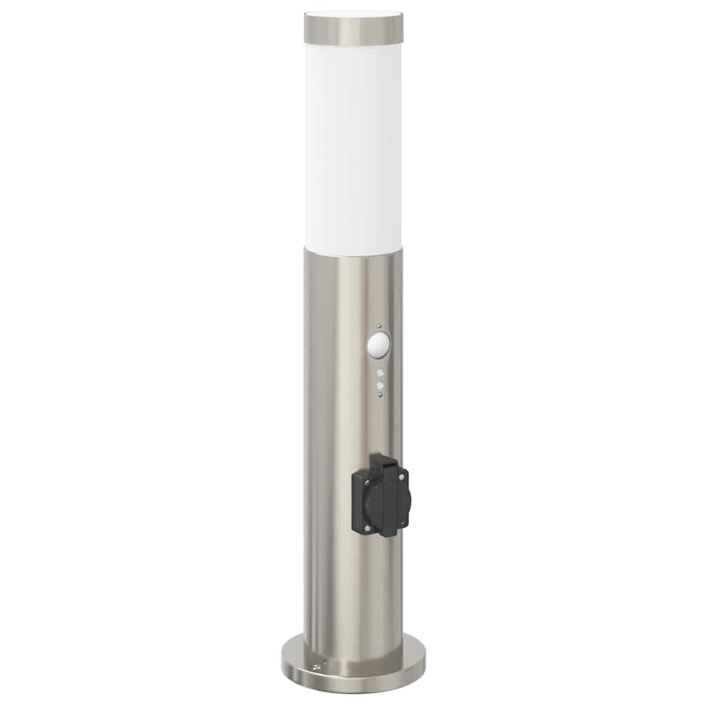 pullertlamper med sensor og stikkontakt 3 stk. 50 cm rustfrit stål IP44