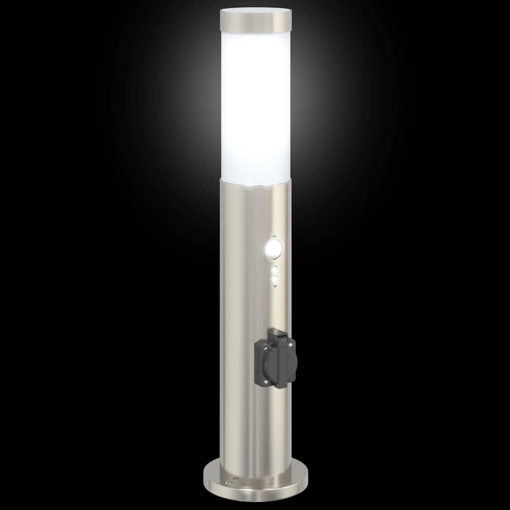 pullertlamper med sensor og stikkontakt 3 stk. 50 cm rustfrit stål IP44