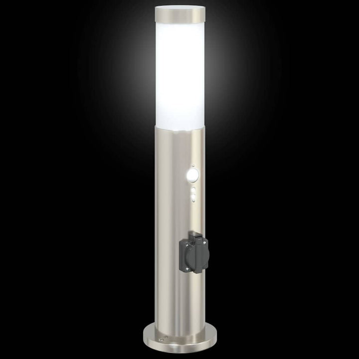 pullertlamper med sensor og stikkontakt 3 stk. 50 cm rustfrit stål IP44