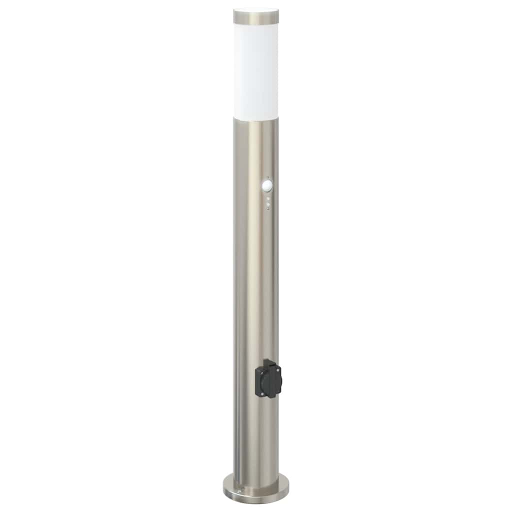 pullertlampe med sensor og stikkontakt 80 cm rustfrit stål IP44