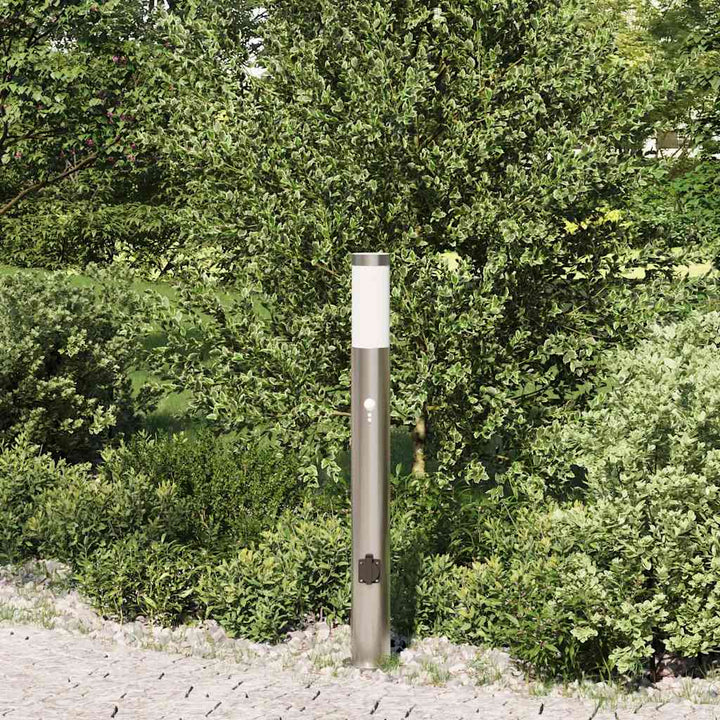 pullertlampe med sensor og stikkontakt 80 cm rustfrit stål IP44