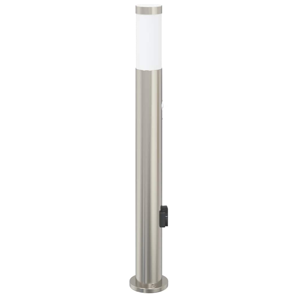 pullertlampe med sensor og stikkontakt 80 cm rustfrit stål IP44