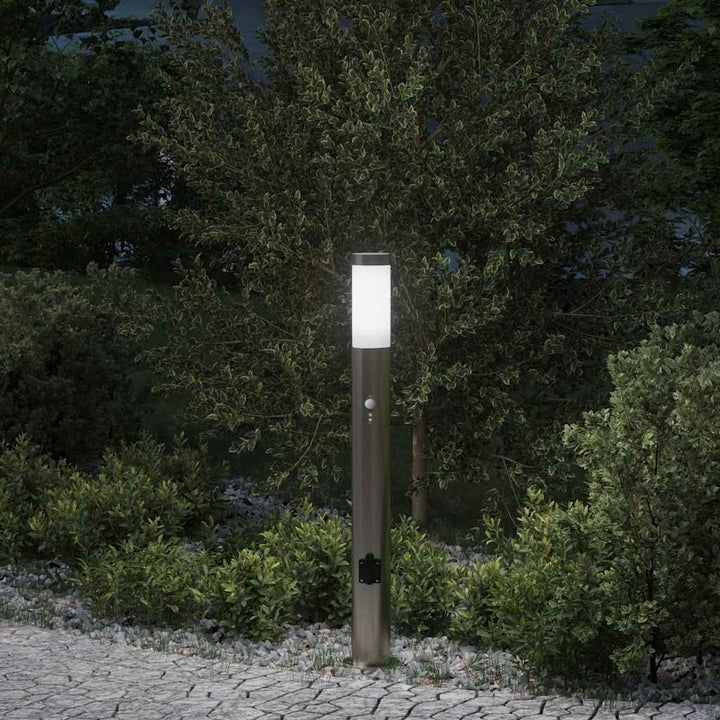 pullertlampe med sensor og stikkontakt 80 cm rustfrit stål IP44