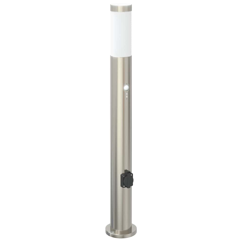 pullertlamper med sensor og stikkontakt 3 stk. 80 cm rustfrit stål IP44