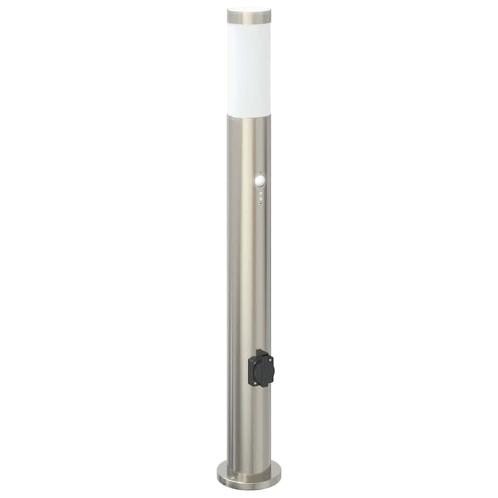 pullertlamper med sensor og stikkontakt 3 stk. 80 cm rustfrit stål IP44