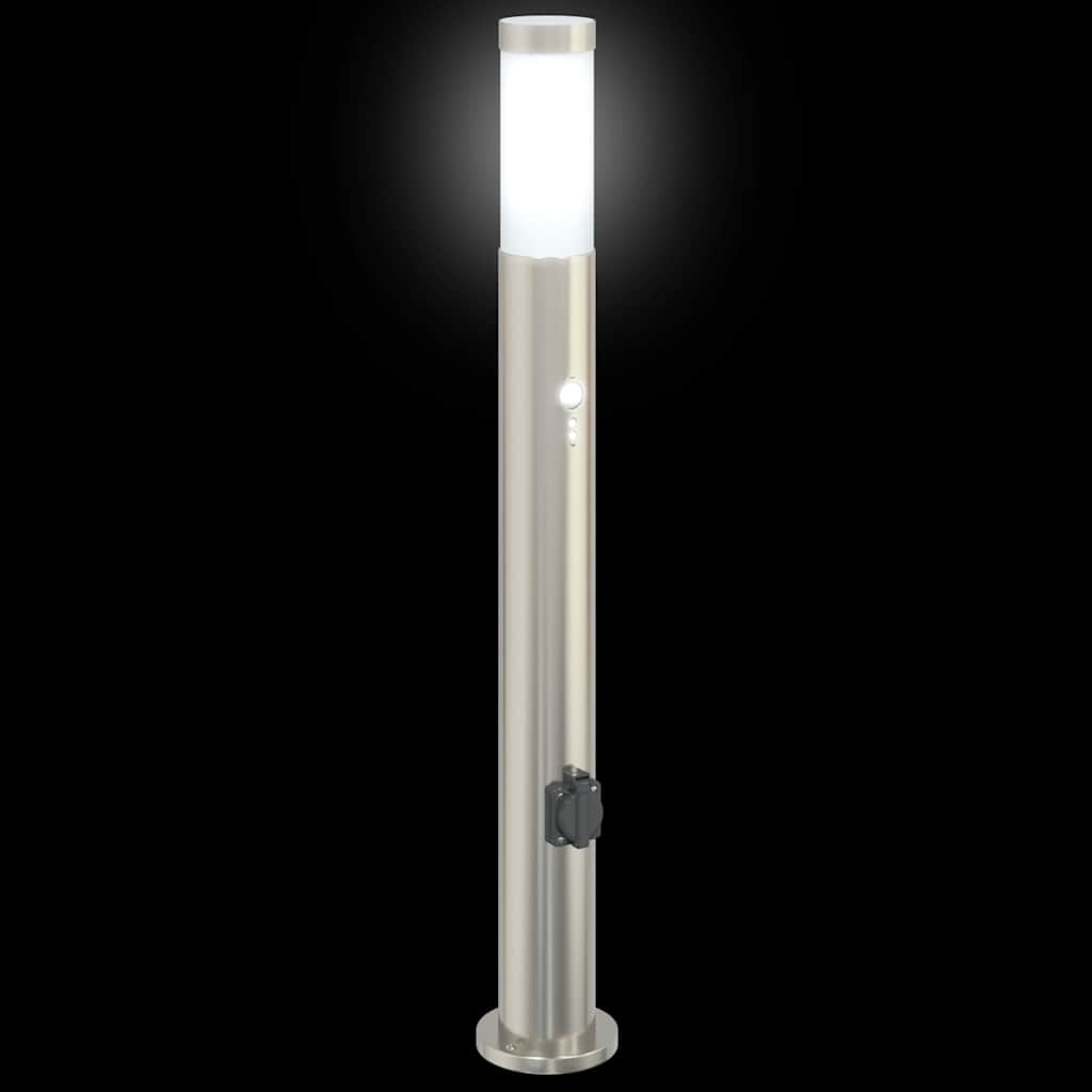 pullertlamper med sensor og stikkontakt 3 stk. 80 cm rustfrit stål IP44