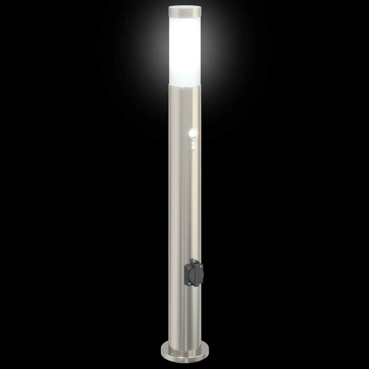 pullertlamper med sensor og stikkontakt 3 stk. 80 cm rustfrit stål IP44