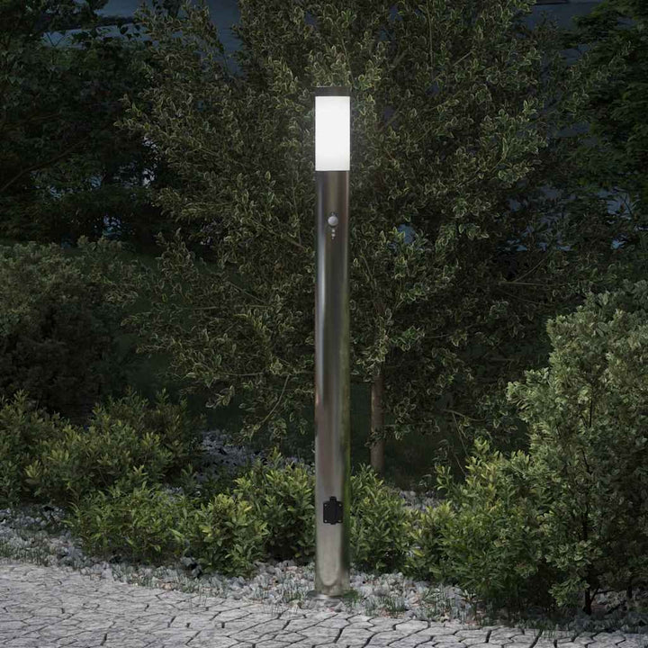 pullertlampe med sensor og stikkontakt 110 cm rustfrit stål IP44