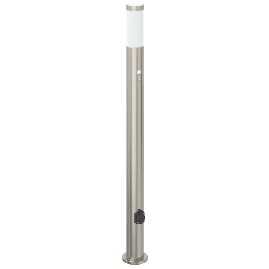 pullertlamper med sensor og stikkontakt 3 stk. 110 cm rustfrit stål IP44