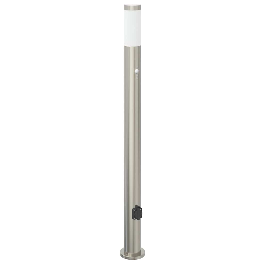 pullertlamper med sensor og stikkontakt 3 stk. 110 cm rustfrit stål IP44