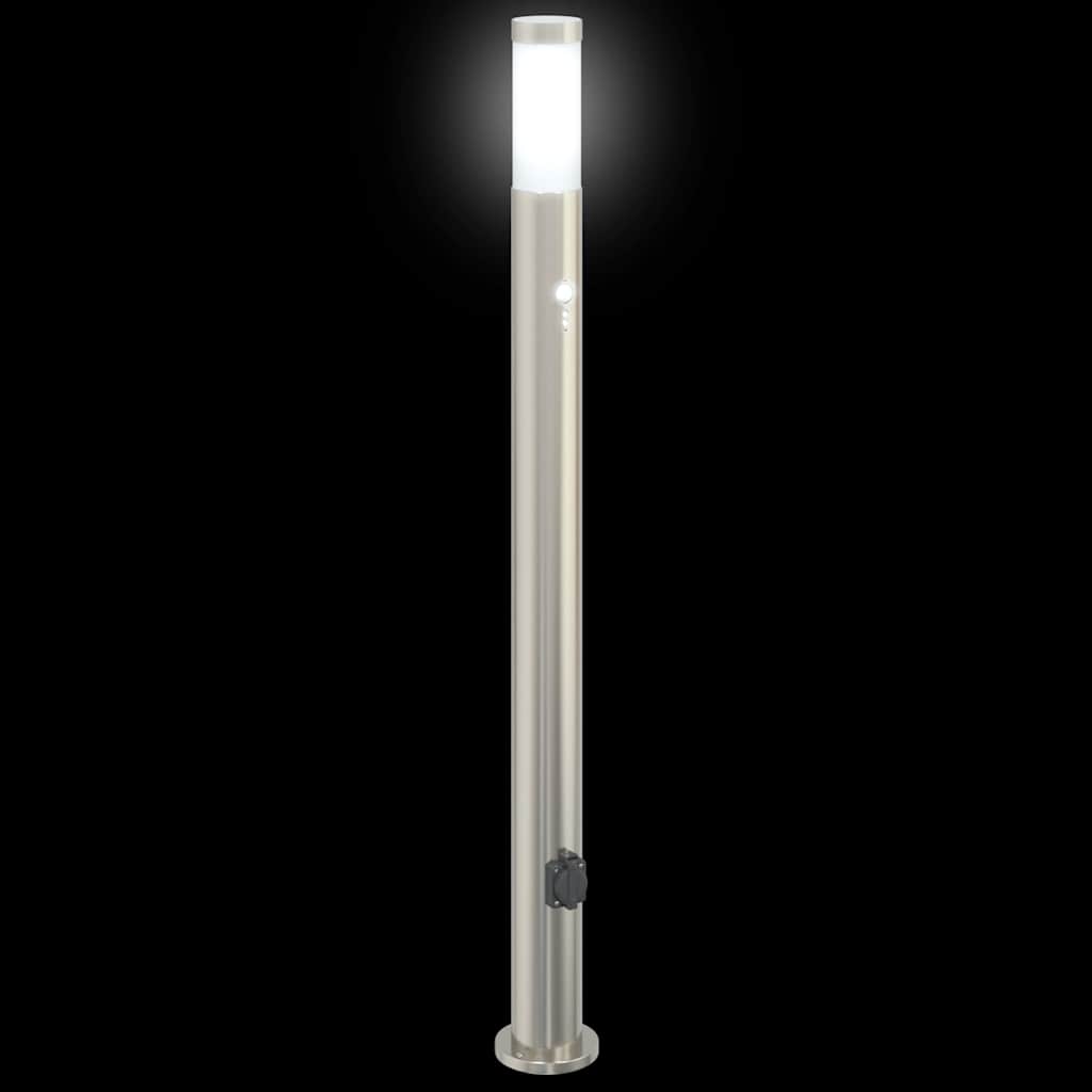 pullertlamper med sensor og stikkontakt 3 stk. 110 cm rustfrit stål IP44