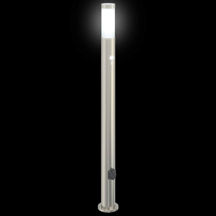 pullertlamper med sensor og stikkontakt 3 stk. 110 cm rustfrit stål IP44