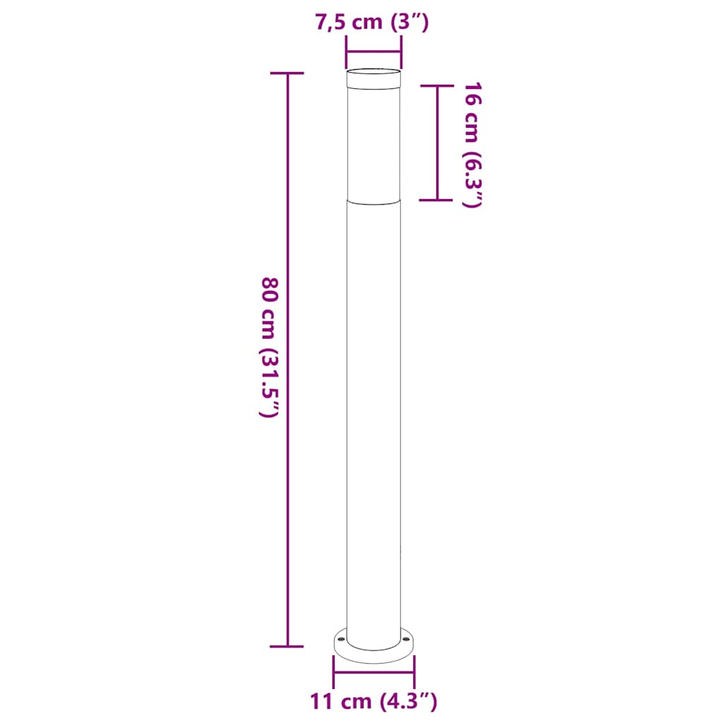 pullertlampe 80 cm rustfrit stål IP44
