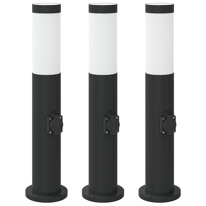 pullertlamper med stikkontakt 3 stk. 50 cm rustfrit stål IP44