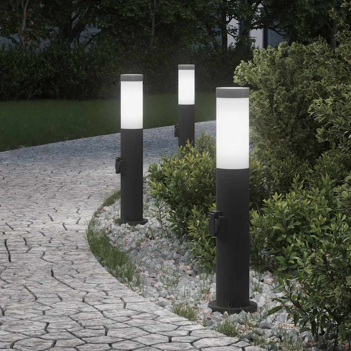 pullertlamper med stikkontakt 3 stk. 50 cm rustfrit stål IP44