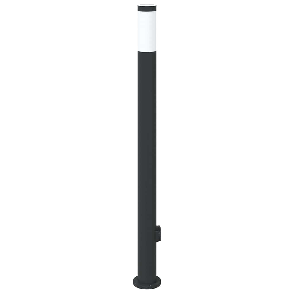 pullertlampe med stikkontakt 110 cm rustfrit stål IP44