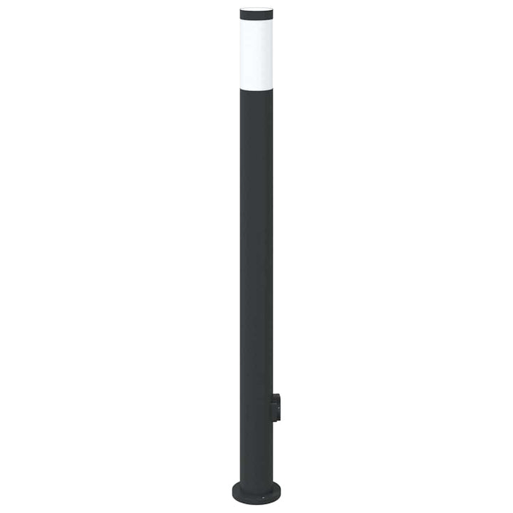 pullertlampe med stikkontakt 110 cm rustfrit stål IP44