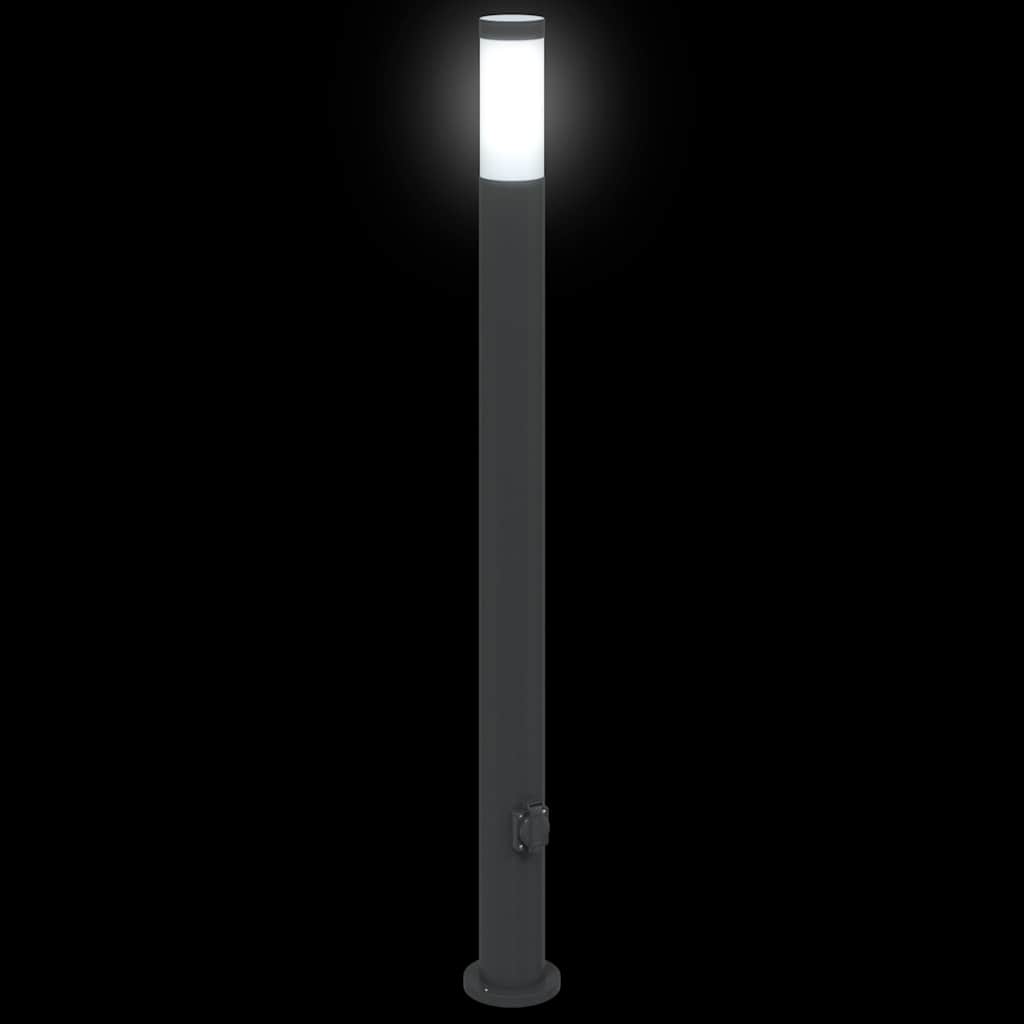 pullertlampe med stikkontakt 110 cm rustfrit stål IP44
