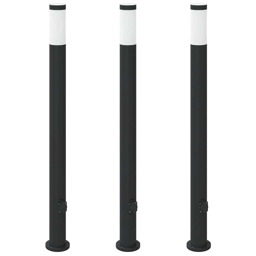 pullertlamper med stikkontakt 3 stk. 110 cm rustfrit stål IP44
