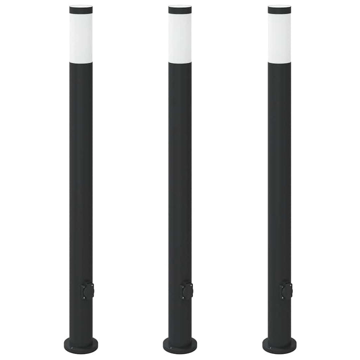 pullertlamper med stikkontakt 3 stk. 110 cm rustfrit stål IP44