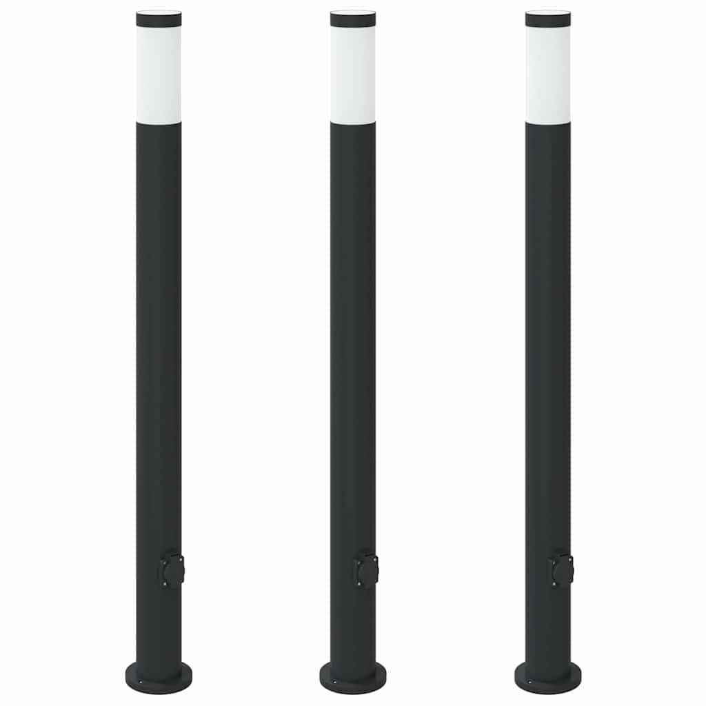 pullertlamper med stikkontakt 3 stk. 110 cm rustfrit stål IP44