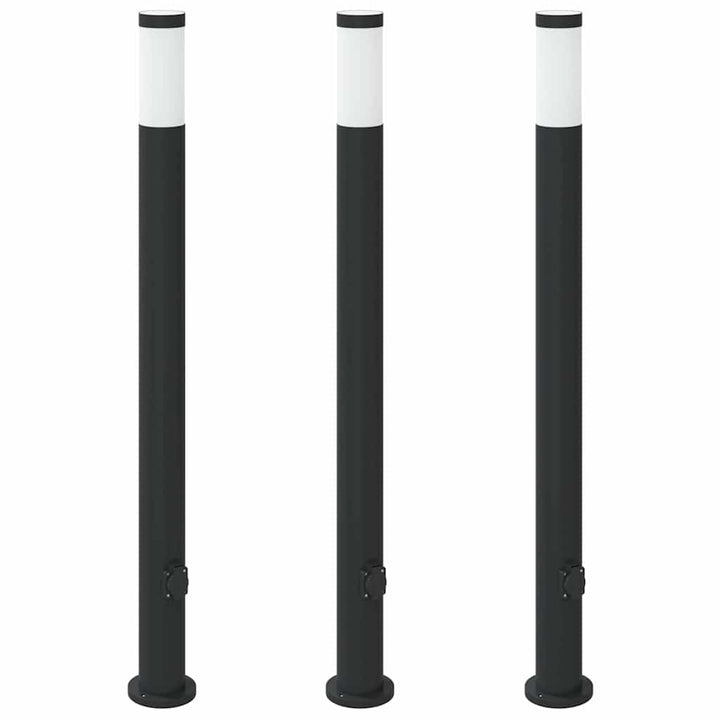pullertlamper med stikkontakt 3 stk. 110 cm rustfrit stål IP44
