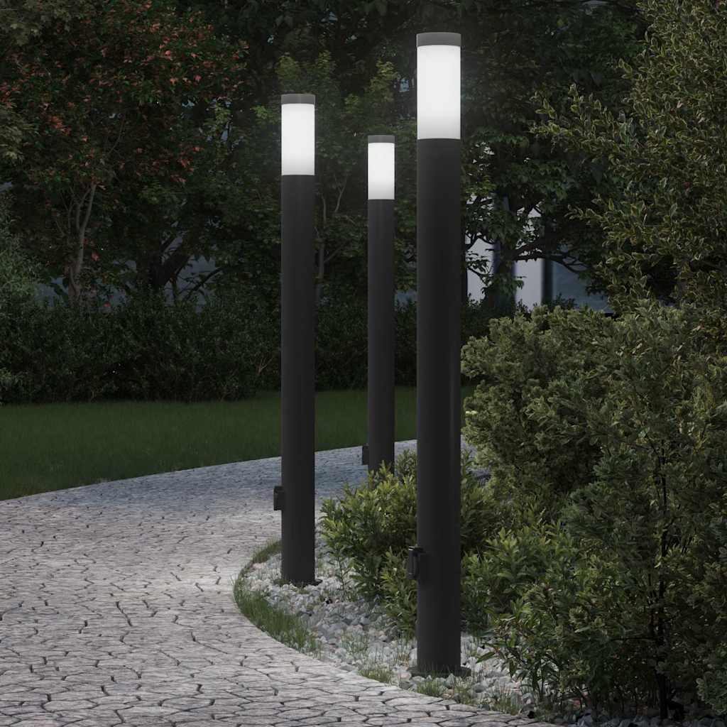 pullertlamper med stikkontakt 3 stk. 110 cm rustfrit stål IP44