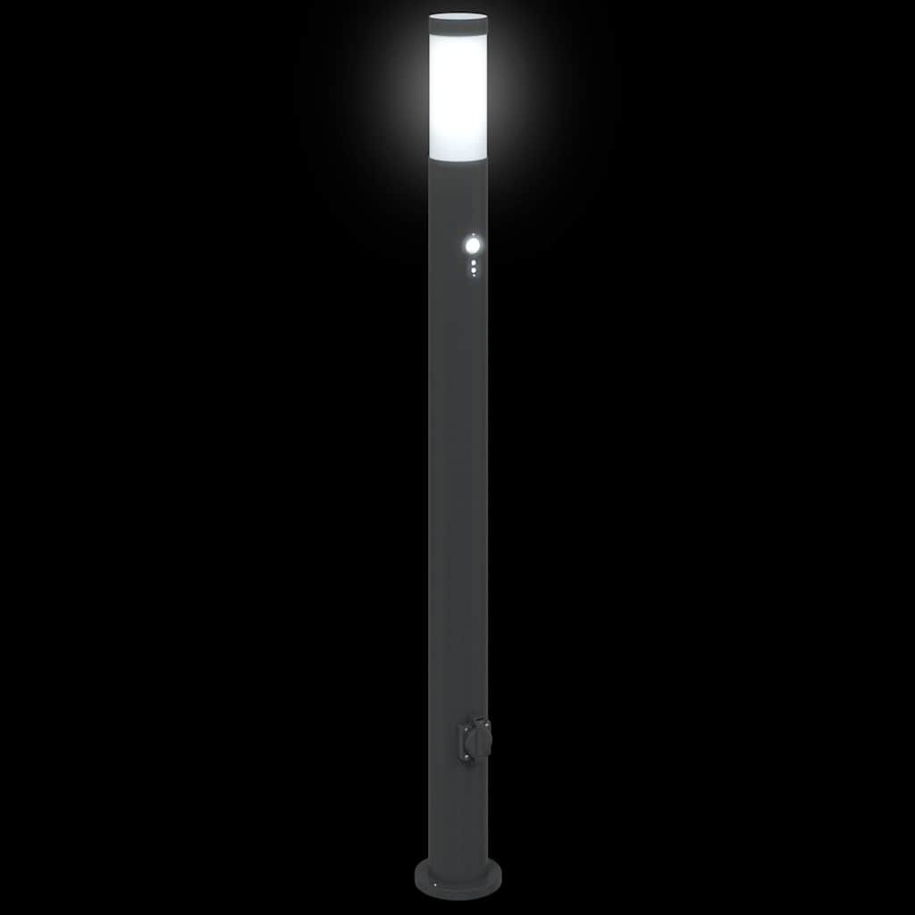 pullertlamper med sensor og stikkontakt 3 stk. 110 cm rustfrit stål IP44