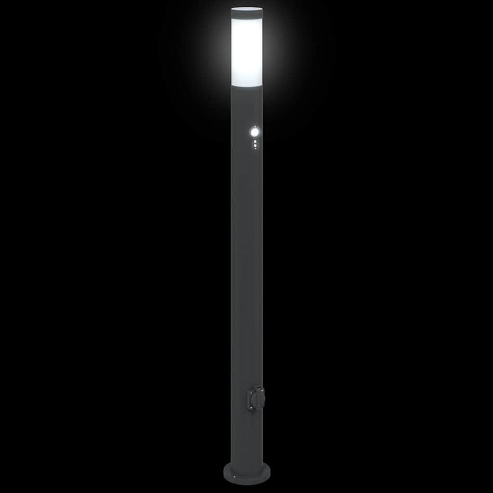 pullertlamper med sensor og stikkontakt 3 stk. 110 cm rustfrit stål IP44