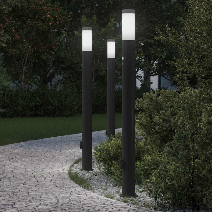 pullertlamper med sensor og stikkontakt 3 stk. 110 cm rustfrit stål IP44