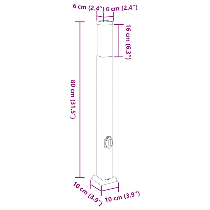 pullertlamper med stikkontakt 3 stk. 80 cm rustfrit stål IP44