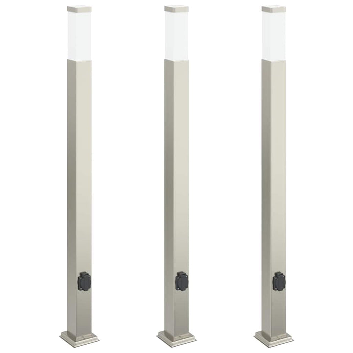 pullertlamper med stikkontakt 3 stk. 110 cm rustfrit stål IP44