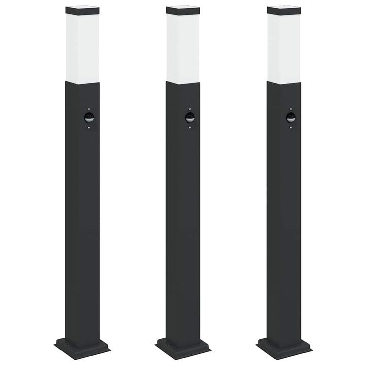 pullertlamper med sensor 3 stk. 80 cm sort IP44