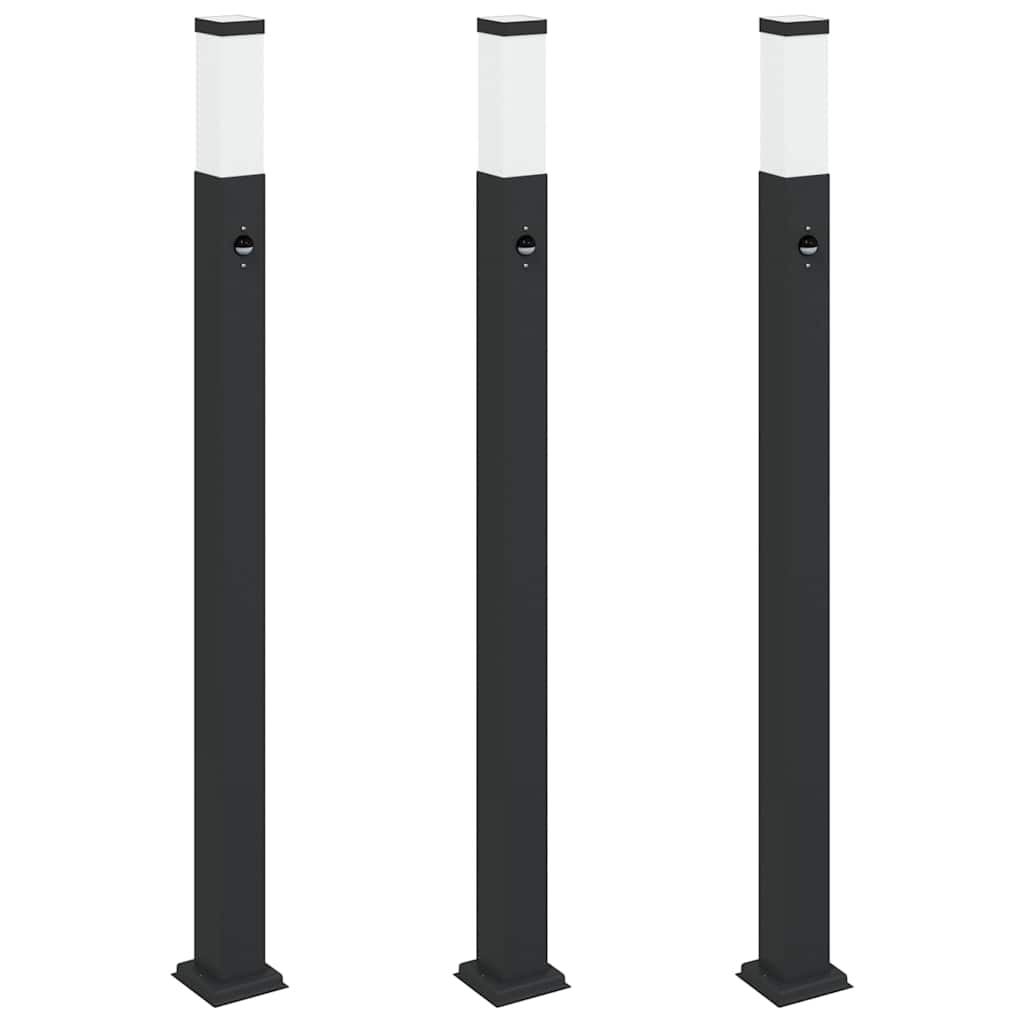 pullertlamper med sensor 3 stk. 110 cm sort IP44