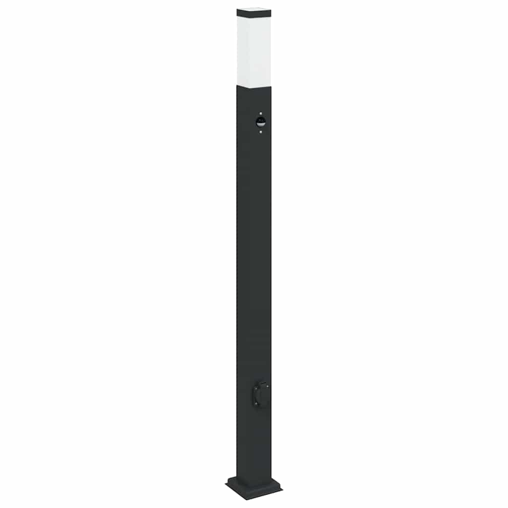 pullertlamper med sensor og stikkontakt 3 stk. 110 cm sort IP44