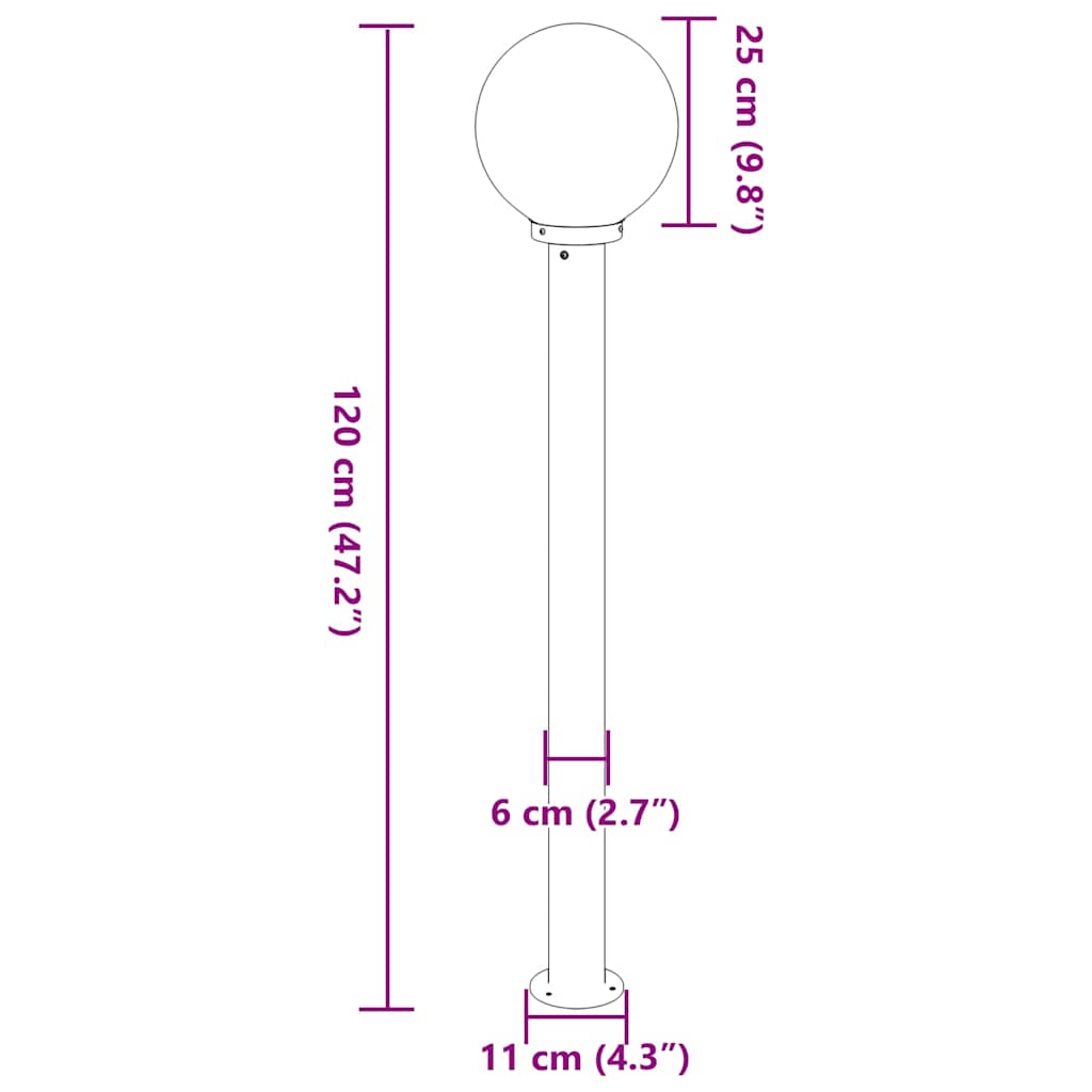 pullertlamper 3 stk. 120 cm rustfrit stål IP44