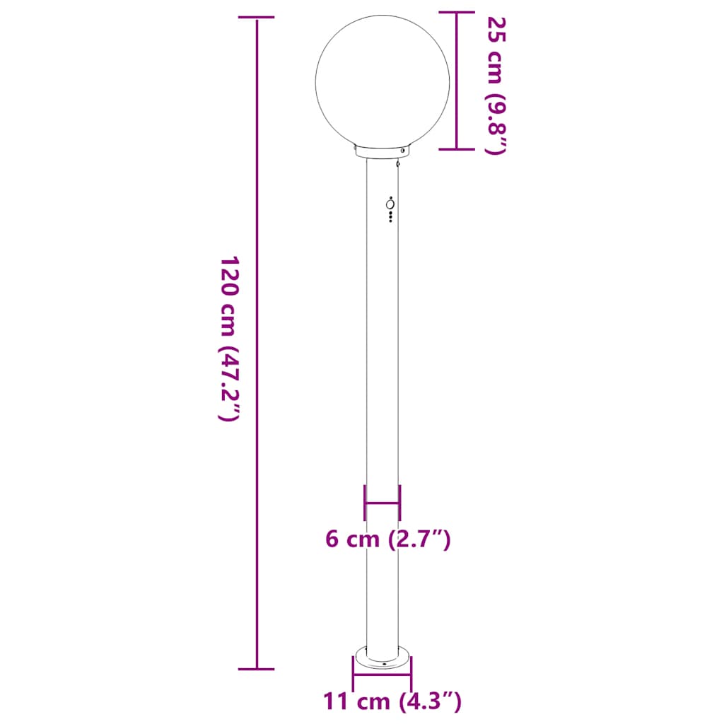 pullertlamper med sensor 3 stk. 120 cm rustfrit stål IP44